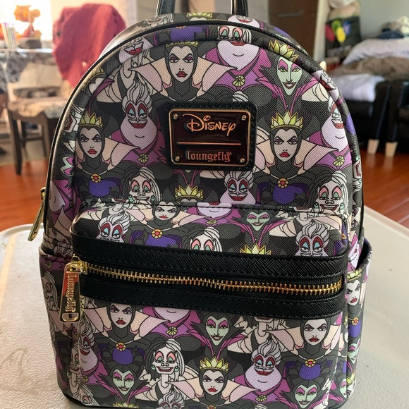 Disney Loungefly AOP Villians Mini Backpack - Picture 1 of 5